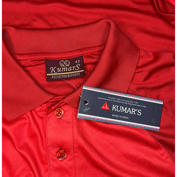 Kumar's Tiger Hill Kargil Red Polo Shirt Mens Size 42 Large NWT Kumar Army Store - Picture 4 of 7